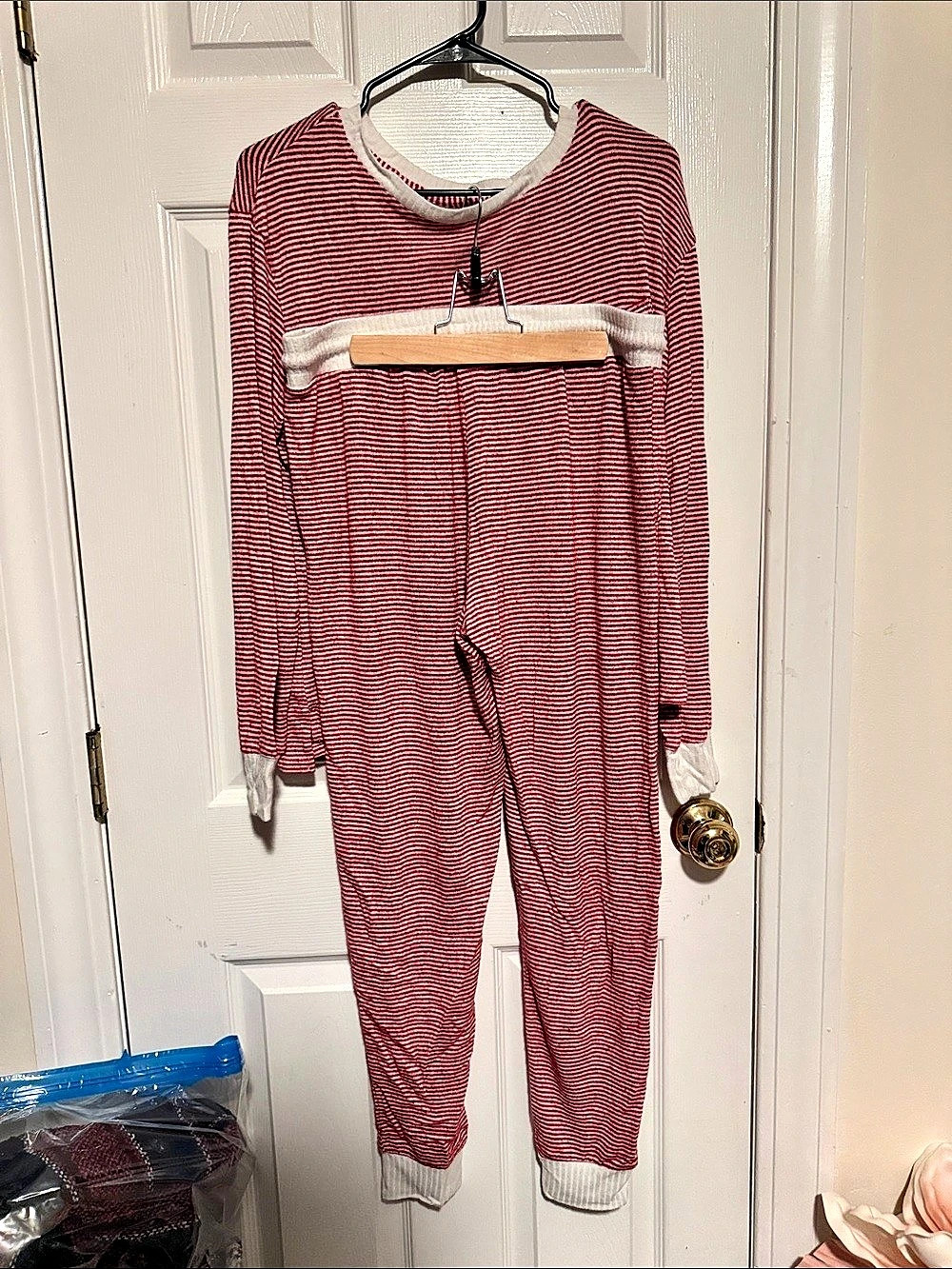 Stars Above Perfectly Cozy Stripe Long Sleeve Pajama Set Pajama Set Red & White